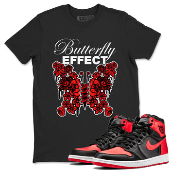 Air Jordan 1 Satin Bred shirt to match jordans Butterfly Effect sneaker tees AJ1 Satin Bred SNRT Sneaker Release Tees Unisex Black 1 T-Shirt