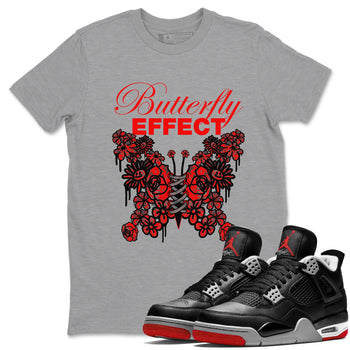 4s Bred Reimagined shirt to match jordans Butterfly Effect sneaker tees Air Jordan 4 Bred Reimagined SNRT Sneaker Release Tees Unisex Heather Grey 1 T-Shirt