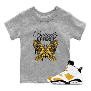 Air Jordan 6 Yellow Ochre shirt to match jordans Butterfly Effect sneaker tees AJ6 Yellow Ochre SNRT Sneaker Release Tees Baby Toddler Heather Grey 1 T-Shirt