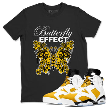 Air Jordan 6 Yellow Ochre shirt to match jordans Butterfly Effect sneaker tees AJ6 Yellow Ochre SNRT Sneaker Release Tees Unisex Black 1 T-Shirt