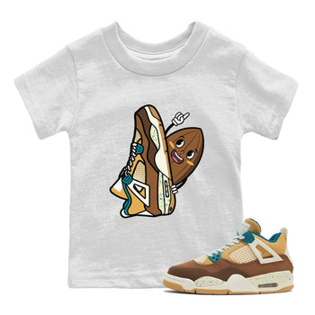 Air Jordan 4 GS Cacao Wow Kid's shirt to match jordans Cacao Friend sneaker tees Air Jordan 4 Cacao Wow SNRT Sneaker Release Tees Baby Toddler Kids White 1 T-Shirt
