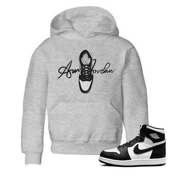 Jordan 1 Black White Sneaker Match Tees Caligraphy Shoe Lace Sneaker Tees Jordan 1 Black White Sneaker Release Tees Kids Shirts