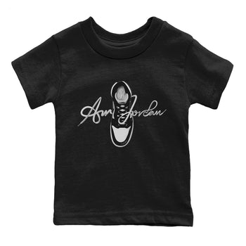 Jordan 1 Black White Sneaker Match Tees Caligraphy Shoe Lace Sneaker Tees Jordan 1 Black White Sneaker Release Tees Kids Shirts