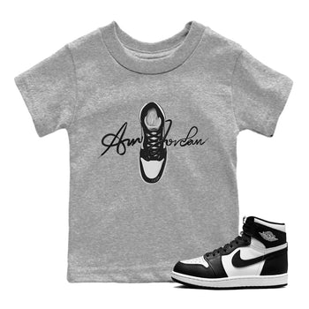 Jordan 1 Black White Sneaker Match Tees Caligraphy Shoe Lace Sneaker Tees Jordan 1 Black White Sneaker Release Tees Kids Shirts