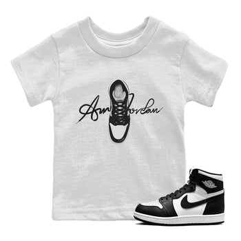 Jordan 1 Black White Sneaker Match Tees Caligraphy Shoe Lace Sneaker Tees Jordan 1 Black White Sneaker Release Tees Kids Shirts