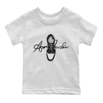 Jordan 1 Black White Sneaker Match Tees Caligraphy Shoe Lace Sneaker Tees Jordan 1 Black White Sneaker Release Tees Kids Shirts