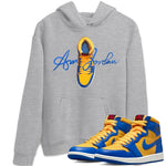 Jordan 1 Game Royal Varsity Maize Sneaker Match Tees Caligraphy Shoe Lace Sneaker Tees Jordan 1 Game Royal Varsity Maize Sneaker Release Tees Unisex Shirts