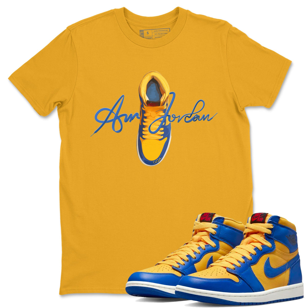 Jordan 1 Game Royal Varsity Maize | Caligraphy Shoe Lace Unisex 