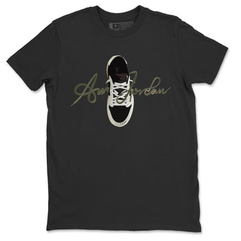 Jordan 1 Travis Scott Olive Sneaker Match Tees Caligraphy Shoe Lace Sneaker Tees Jordan 1 Travis Scott Olive Sneaker Release Tees Unisex Shirts