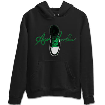 Air Jordan 1 Celtics Sneaker Match Tees Caligraphy Shoe Lace Sneaker Tees AJ1 High OG Lucky Green Sneaker Release Tees Unisex Shirts Black 2