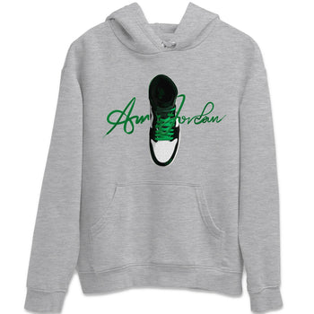 Air Jordan 1 Celtics Sneaker Match Tees Caligraphy Shoe Lace Sneaker Tees AJ1 High OG Lucky Green Sneaker Release Tees Unisex Shirts Heather Grey 2
