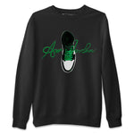 Air Jordan 1 Celtics Sneaker Match Tees Caligraphy Shoe Lace Sneaker Tees AJ1 High OG Lucky Green Sneaker Release Tees Unisex Shirts Black 2