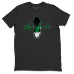Air Jordan 1 Celtics Sneaker Match Tees Caligraphy Shoe Lace Sneaker Tees AJ1 High OG Lucky Green Sneaker Release Tees Unisex Shirts Black 2