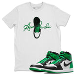 Air Jordan 1 Celtics Sneaker Match Tees Caligraphy Shoe Lace Sneaker Tees AJ1 High OG Lucky Green Sneaker Release Tees Unisex Shirts White 1