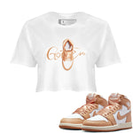 Air Jordan 1 Praline shirt to match jordans Caligraphy Shoe Lace sneaker tees AJ1Praline SNRT Sneaker Release Tees White 1 Crop T-Shirt
