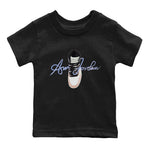 Air Jordan 1 Skyline Sneaker Match Tees Caligraphy Shoe Lace Sneaker Tees AJ1 Skyline Sneaker Release Tees Kids Shirts Black 2