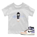 Air Jordan 1 Skyline Sneaker Match Tees Caligraphy Shoe Lace Sneaker Tees AJ1 Skyline Sneaker Release Tees Kids Shirts White 1