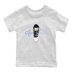 Air Jordan 1 Skyline Sneaker Match Tees Caligraphy Shoe Lace Sneaker Tees AJ1 Skyline Sneaker Release Tees Kids Shirts White 2