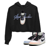 Air Jordan 1 Skyline Sneaker Match Tees Caligraphy Shoe Lace Sneaker Tees AJ1 Skyline Sneaker Release Tees Women's Shirts Black 1