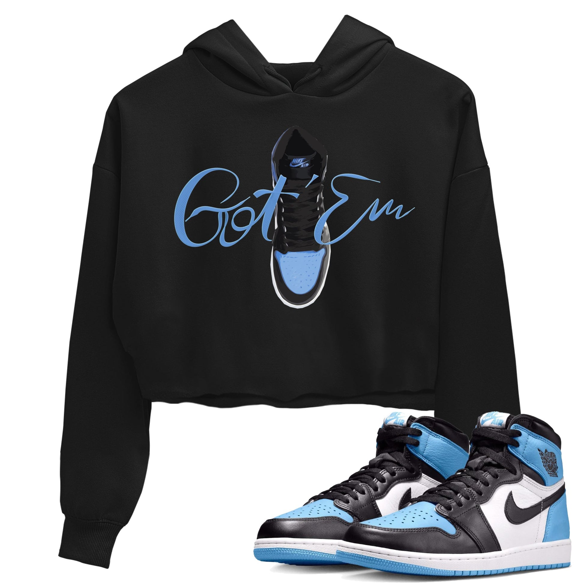 Air Jordan 1 Retro High OG UNC Toe Shirt to match Jordans Caligraphy Shoe Lace Sneaker Tees 1s UNC Toe SNRT Sneaker Release Tees Crop T-Shirts Black 1