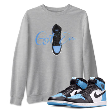 Air Jordan 1 Retro High OG UNC Toe Shirt to match Jordans Caligraphy Shoe Lace Sneaker Tees 1s UNC Toe SNRT Sneaker Release Tees Crew Neck T-Shirts Heather Grey 1