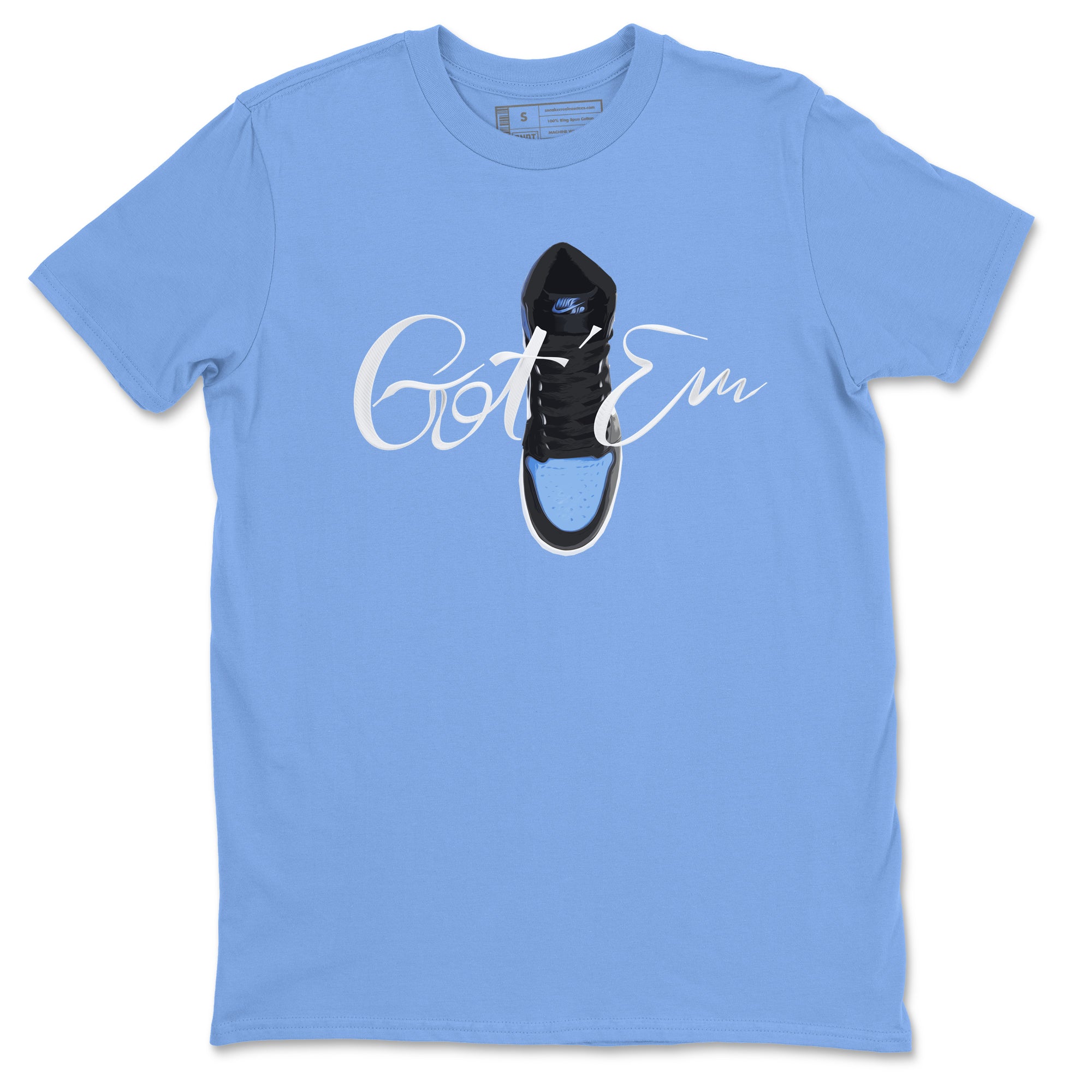Air Jordan 1 Retro High OG UNC Toe Shirt to match Jordans Caligraphy Shoe Lace Sneaker Tees 1s UNC Toe SNRT Sneaker Release Tees Crew Neck T-Shirts Carolina Blue 2