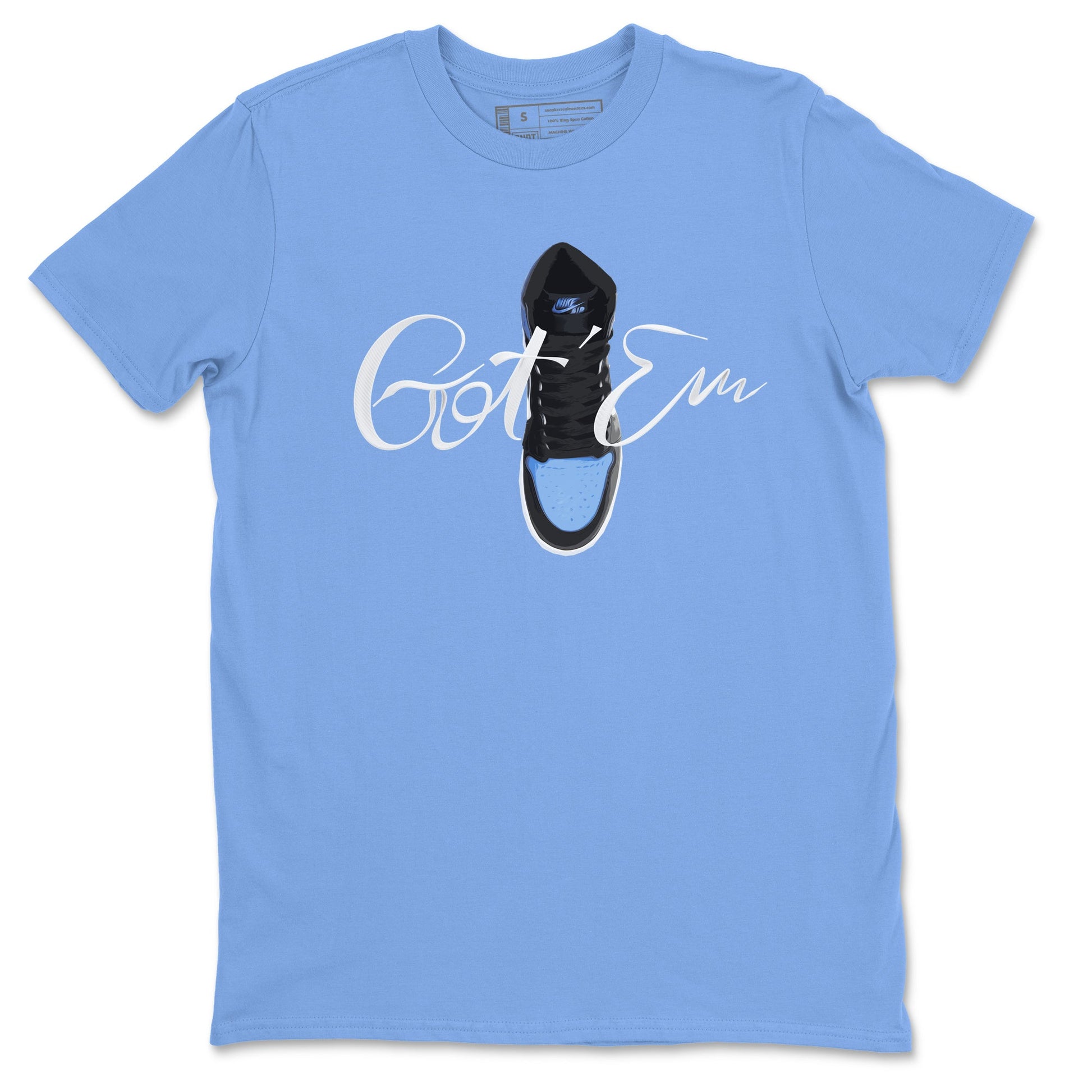 Air Jordan 1 Retro High OG UNC Toe Shirt to match Jordans Caligraphy Shoe Lace Sneaker Tees 1s UNC Toe SNRT Sneaker Release Tees Crew Neck T-Shirts Carolina Blue 2