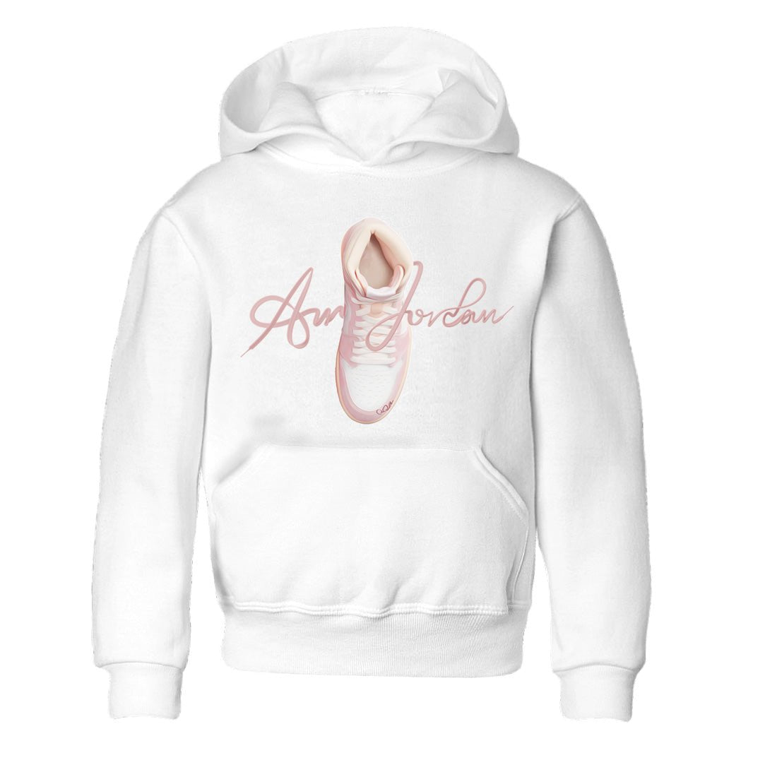 AJ1 Retro High OG Washed Pink Sneaker Match Tees Caligraphy Shoe Lace Sneaker Tees AJ1 Retro High OG Washed Pink Sneaker Release Tees Kids Shirts White 2