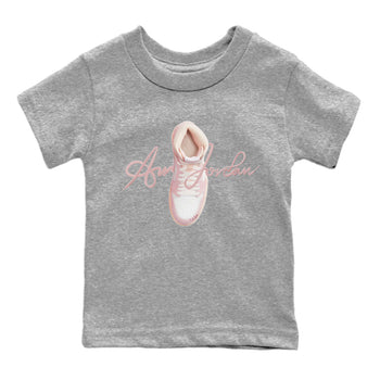 AJ1 Retro High OG Washed Pink Sneaker Match Tees Caligraphy Shoe Lace Sneaker Tees AJ1 Retro High OG Washed Pink Sneaker Release Tees Kids Shirts Heather Grey 2