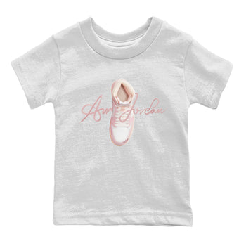 AJ1 Retro High OG Washed Pink Sneaker Match Tees Caligraphy Shoe Lace Sneaker Tees AJ1 Retro High OG Washed Pink Sneaker Release Tees Kids Shirts White 2