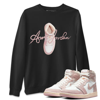 AJ1 Retro High OG Washed Pink Sneaker Match Tees Caligraphy Shoe Lace Sneaker Tees AJ1 Retro High OG Washed Pink Sneaker Release Tees Unisex Shirts Black 1