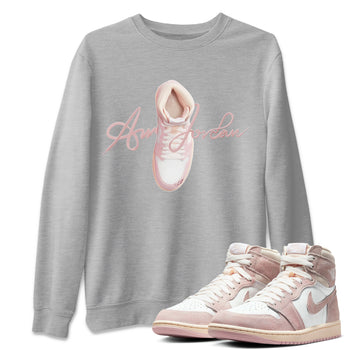 AJ1 Retro High OG Washed Pink Sneaker Match Tees Caligraphy Shoe Lace Sneaker Tees AJ1 Retro High OG Washed Pink Sneaker Release Tees Unisex Shirts Heather Grey 1