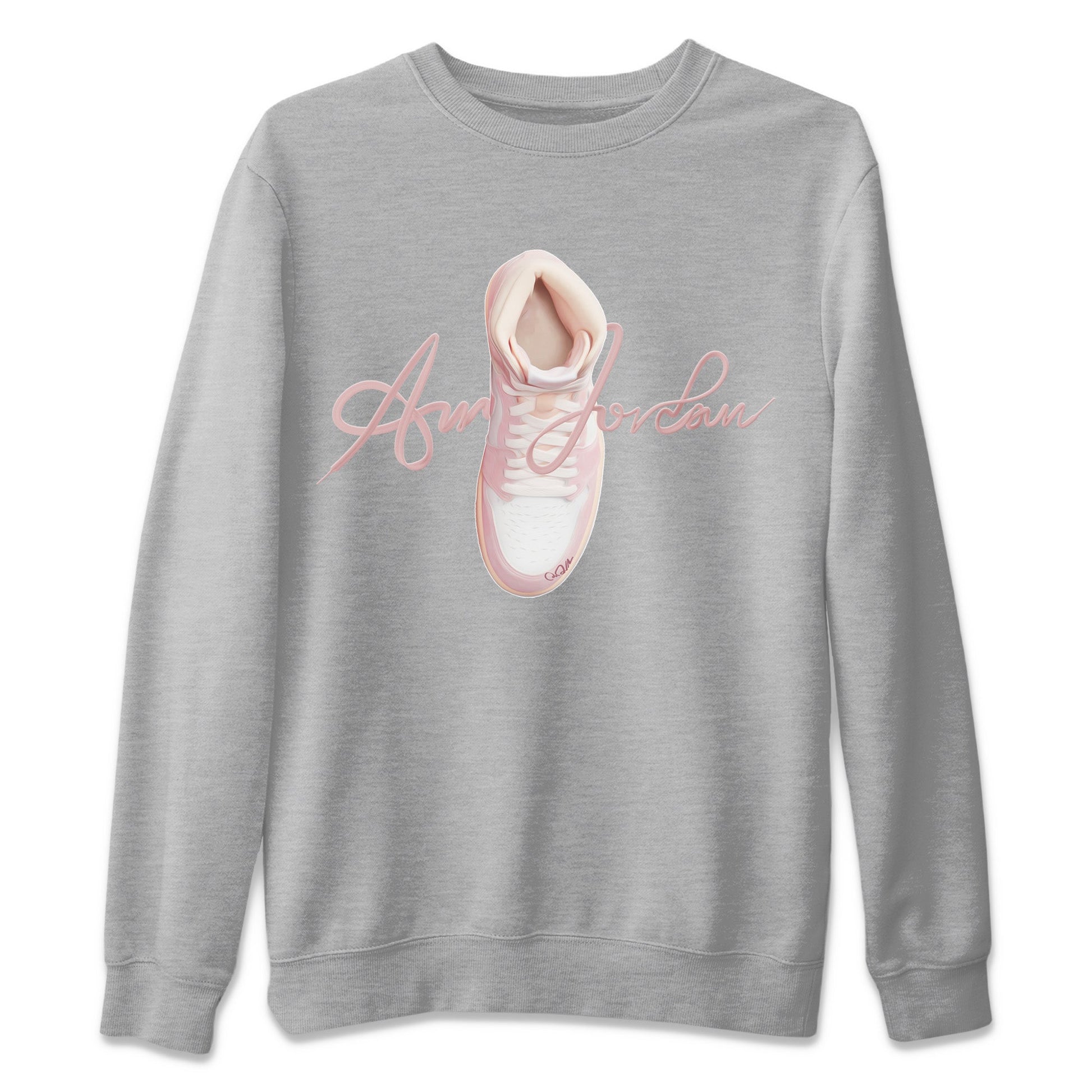 AJ1 Retro High OG Washed Pink Sneaker Match Tees Caligraphy Shoe Lace Sneaker Tees AJ1 Retro High OG Washed Pink Sneaker Release Tees Unisex Shirts Heather Grey 2