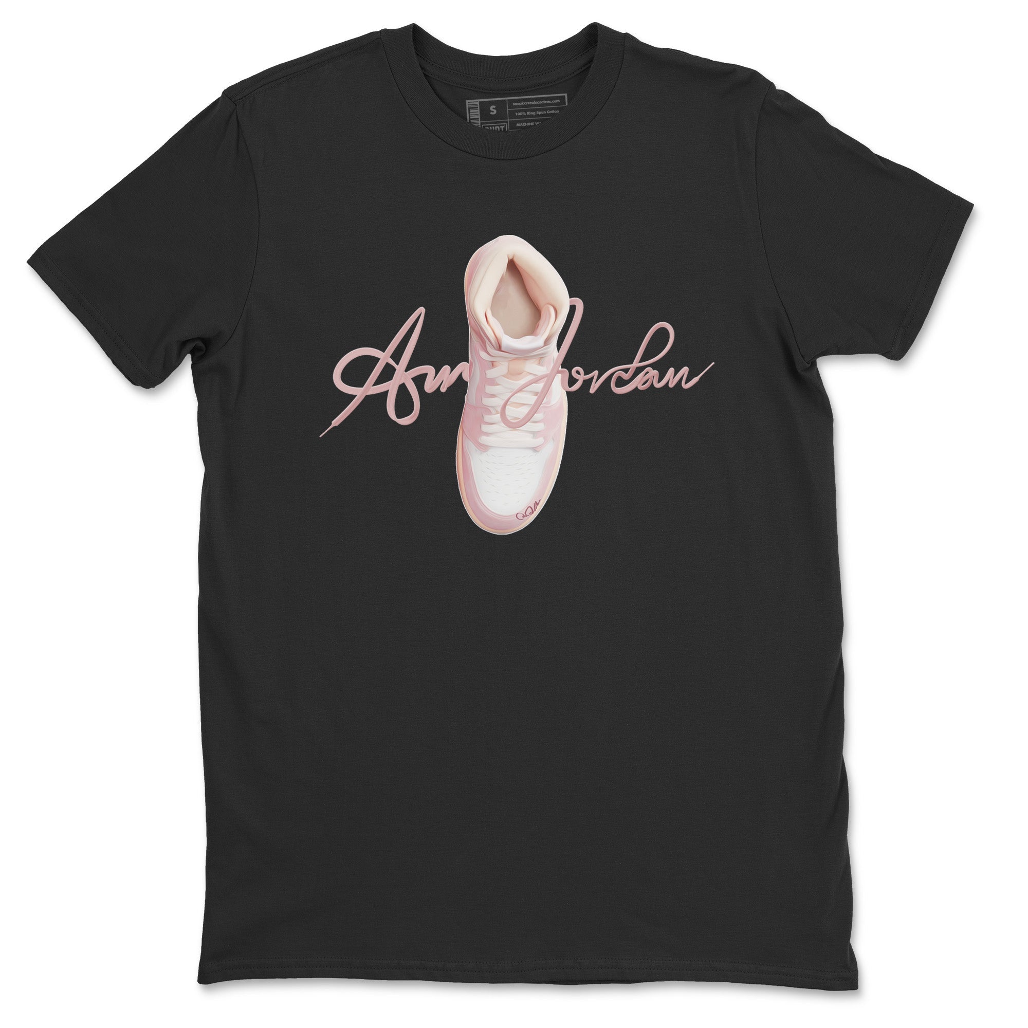 AJ1 Retro High OG Washed Pink Sneaker Match Tees Caligraphy Shoe Lace Sneaker Tees AJ1 Retro High OG Washed Pink Sneaker Release Tees Unisex Shirts Black 2