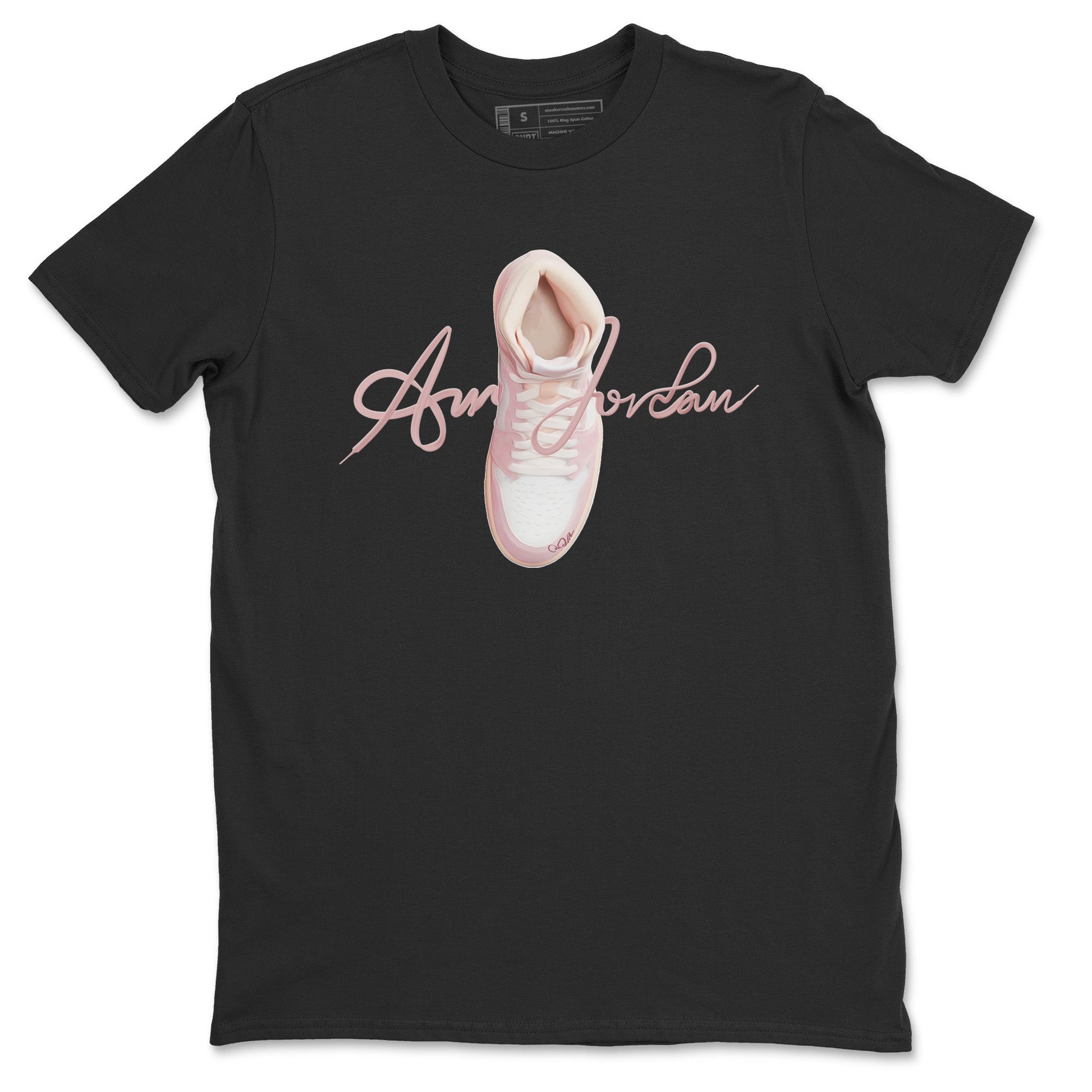 AJ1 Retro High OG Washed Pink Sneaker Match Tees Caligraphy Shoe Lace Sneaker Tees AJ1 Retro High OG Washed Pink Sneaker Release Tees Unisex Shirts Black 2