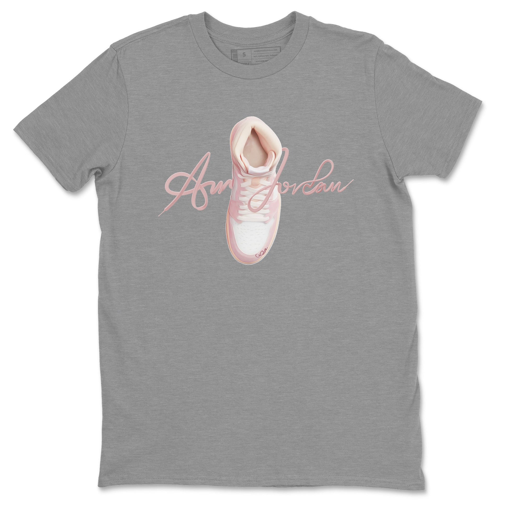 AJ1 Retro High OG Washed Pink Sneaker Match Tees Caligraphy Shoe Lace Sneaker Tees AJ1 Retro High OG Washed Pink Sneaker Release Tees Unisex Shirts Heather Grey 2