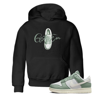 Dunk Mica Green Sneaker Match Tees Caligraphy Shoe Lace Sneaker Tees Dunk Low Mica Green Sneaker Release Tees Kids Shirts Black 1