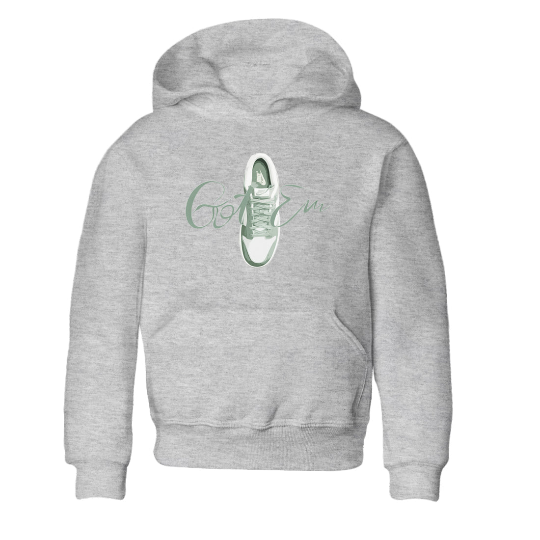 Dunk Mica Green Sneaker Match Tees Caligraphy Shoe Lace Sneaker Tees Dunk Low Mica Green Sneaker Release Tees Kids Shirts Heather Grey 2