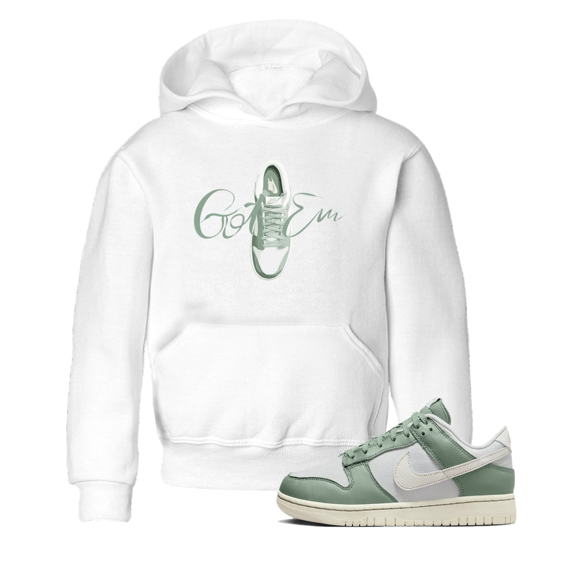 Dunk Mica Green Sneaker Match Tees Caligraphy Shoe Lace Sneaker Tees Dunk Low Mica Green Sneaker Release Tees Kids Shirts White 1