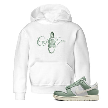 Dunk Mica Green Sneaker Match Tees Caligraphy Shoe Lace Sneaker Tees Dunk Low Mica Green Sneaker Release Tees Kids Shirts White 1