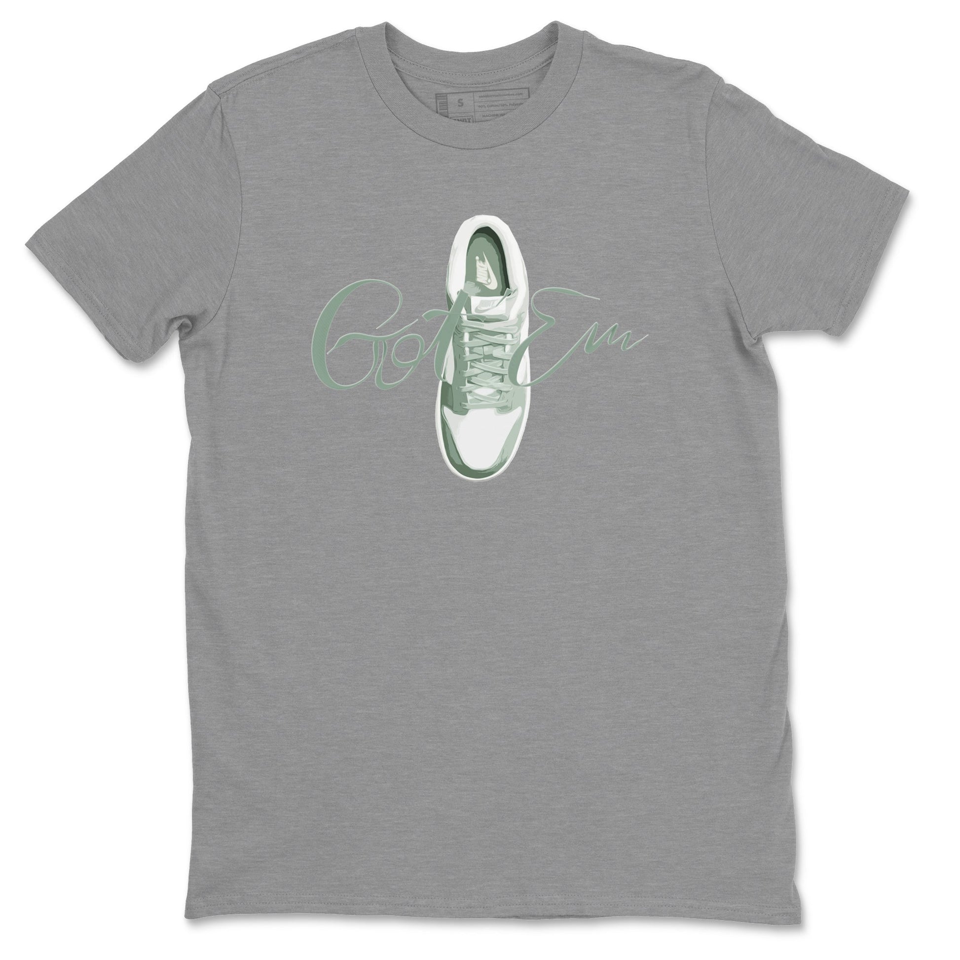 Dunk Mica Green Sneaker Match Tees Caligraphy Shoe Lace Sneaker Tees Dunk Low Mica Green Sneaker Release Tees Unisex Shirts Heather Grey 2