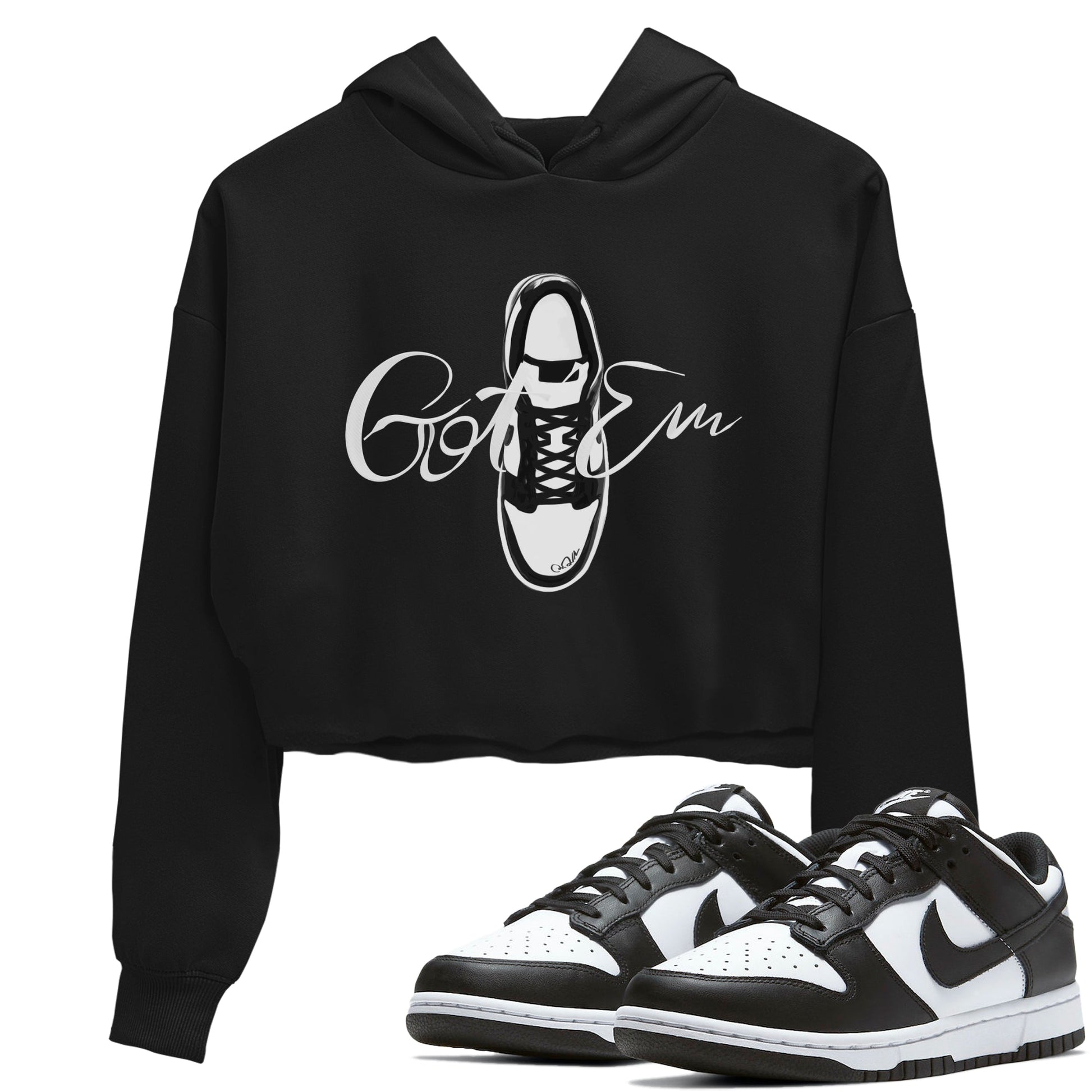 Dunk Panda Sneaker Match Tees Caligraphy Shoe Lace Sneaker Tees Dunk Low White Black SNRT Sneaker Release Tees Women's Shirts Black 1
