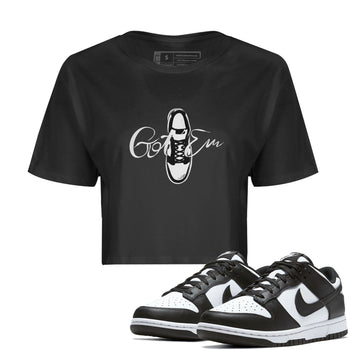 Dunk Panda Sneaker Match Tees Caligraphy Shoe Lace Sneaker Tees Dunk Low White Black SNRT Sneaker Release Tees Women's Shirts Black 1