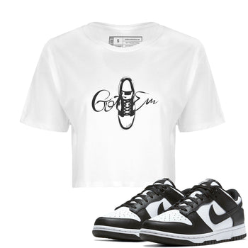 Dunk Panda Sneaker Match Tees Caligraphy Shoe Lace Sneaker Tees Dunk Low White Black SNRT Sneaker Release Tees Women's Shirts White 1