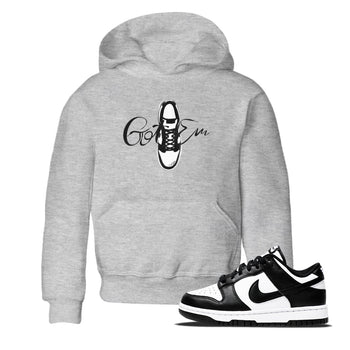 Dunk Panda Sneaker Match Tees Caligraphy Shoe Lace Sneaker Tees Dunk Low White Black SNRT Sneaker Release Tees Kids Shirts Heather Grey 1