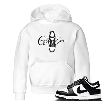 Dunk Panda Sneaker Match Tees Caligraphy Shoe Lace Sneaker Tees Dunk Low White Black SNRT Sneaker Release Tees Kids Shirts White 1