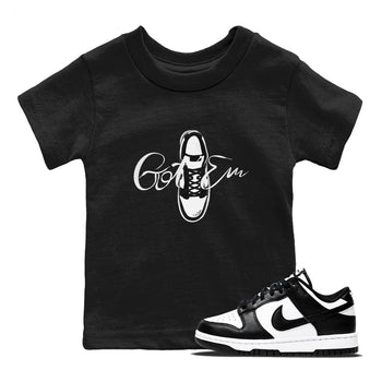Dunk Panda Sneaker Match Tees Caligraphy Shoe Lace Sneaker Tees Dunk Low White Black SNRT Sneaker Release Tees Kids Shirts Black 1