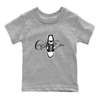 Dunk Panda Sneaker Match Tees Caligraphy Shoe Lace Sneaker Tees Dunk Low White Black SNRT Sneaker Release Tees Kids Shirts Heather Grey 2