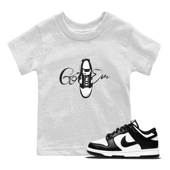 Dunk Panda Sneaker Match Tees Caligraphy Shoe Lace Sneaker Tees Dunk Low White Black SNRT Sneaker Release Tees Kids Shirts White 1
