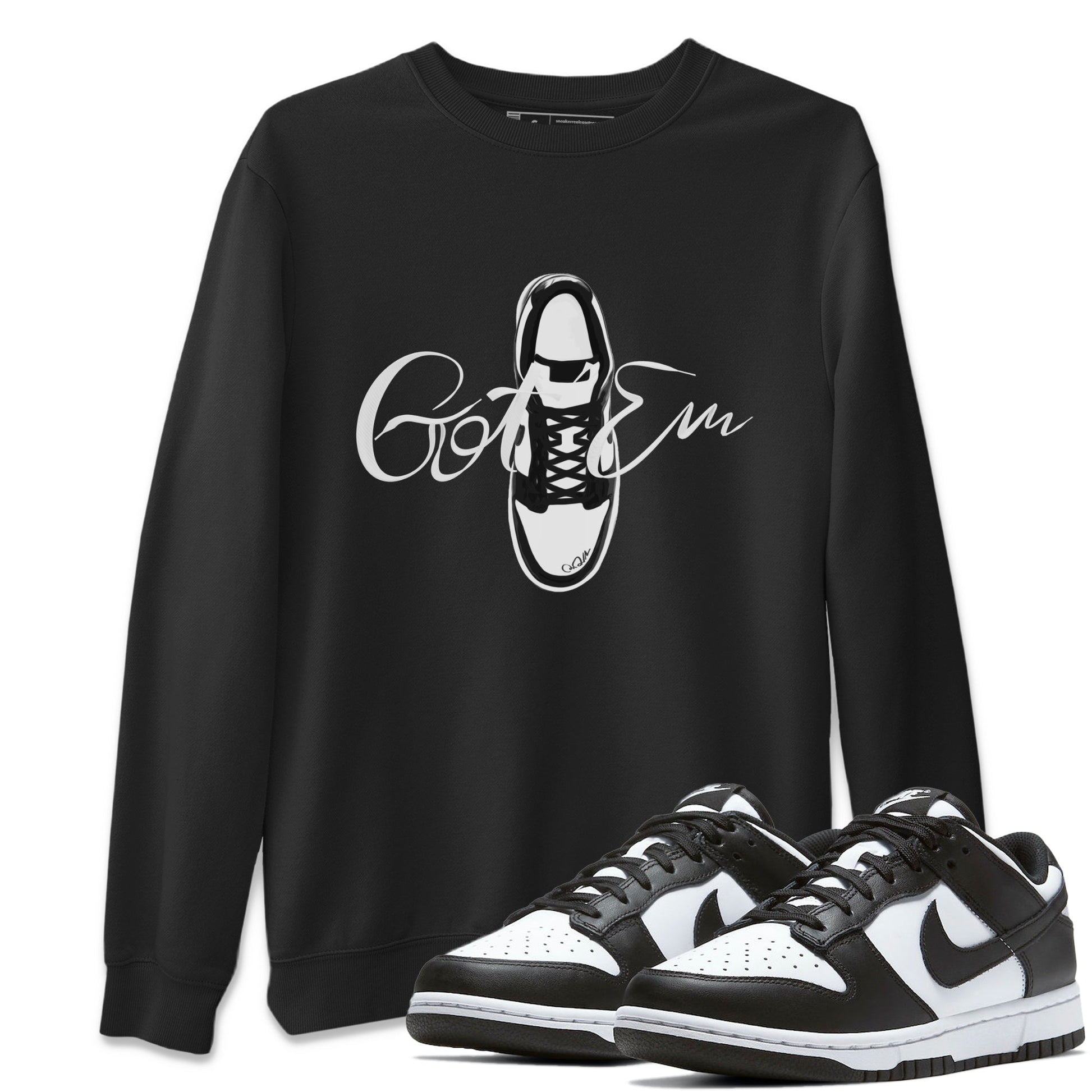 Dunk Panda Sneaker Match Tees Caligraphy Shoe Lace Sneaker Tees Dunk Low White Black SNRT Sneaker Release Tees Unisex Shirts Black 1